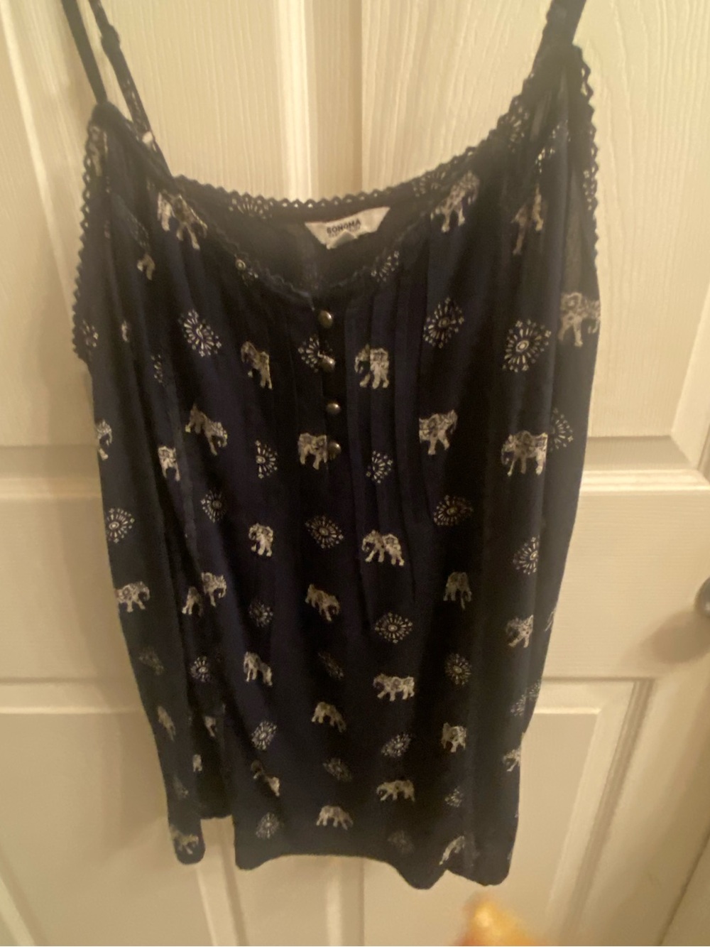 Sonoma Navy Elephant Print Lace-Trim Camisole for the Elephant lover!